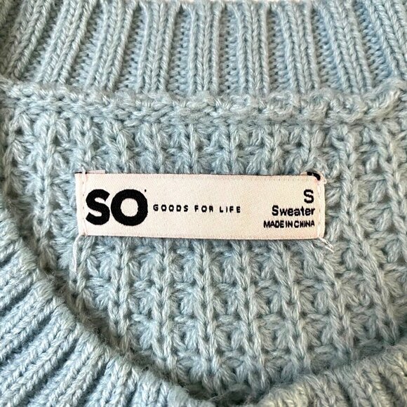 SO Waffle Knit Long Sleeve Crew Neck Sweater Coastal Beachy Travel Size S - Picture 5 of 9